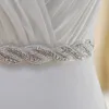 Delikat högkvalitativa bröllopsklänningar SASH BRIDAL BELTS Rhinestone Crystal Ribbon Prom Evening Princess Handmased White Red Black B1786063