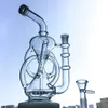 Narguilés en gros clair en ligne Perc huile Dab plates-formes recycleur eau verre Bongs 14mm Joint femelle avec bol tuyaux d'eau