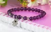 Nuovo design all'ingrosso 10 pz / lotto 6mm perline di pietra di cristallo viola naturale con bracciali di Hamsa a mano di Fatima gioielli di fascini delle donne della ragazza fine