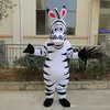 Madagascar Zebra Mascotte Cartoon Dier Mascotte Kostuums Halloween Kostuum Fancy Dress Adult Maat Hoge Kwaliteit Gratis Verzending