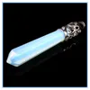 Kamień Naszyjnik jogi Duży świecące Rainbow Opal Opalite Moonstone Sacred Wisiorek Crystal Healing Point Reki Chakra Przynieś pozytywne wibracje