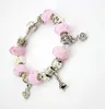 Pink Color Jewelry Handmade European Beads Bracelets & Bangles Murano Glass European Beads Charm Bracelets Women Gift