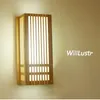 LED Bamboo Wall Sconce Wood Lamp日本スタイル照明リビングルームレストランバーカフェホテル寝室ホール和平ロビーナチュラル竹ライト