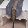 Clássico Patchwork Lace Table Runner Tecido De Veludo Mesa de Jantar Almofadas De Proteção Europa Estilo Americano Retangular Mesa De Café Pano 200x33 cm