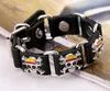 Vintage Pirate Skull Charm Bracelet Men's Casual Genuine Leather Bracelet With Metal Buckle Cool Punk Jewelry 2 Colors In Stock