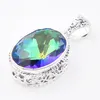 Luckyshine 12pieces Fashion Jewelry Whole 925 Silver classic Royal Style Rainbow Blue Oval Mystic Topaz Crystal pendants for L327w