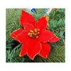 13CM 5.11 "6COLOR Flashing Poinsettia Christmas Tree Ornaments Artificial Christmas Tree Decoration Event Party Supplies TO124