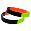 1 STÜCK Schwarz, Grün und Rot, schlichtes Band, trendige Dekoration, Silikonkautschuk-Armband, segmentierte Farbe, Erwachsenengröße