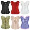 Gothic Brocade Corset zwart met rits voorkant en kant terug groothandel retail 8107