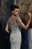 Sexy Gorgeous Sparkling Rhinestones Evenign Gowns Square Neckline Sequins Blue Crystal Beading Red Carpet Dress Mermaid Long Evening Dress