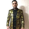 Мужские костюмы Blazers Gold Blazer Men Floral Support Slim 2021 по прибытии Мода партии одиночный погруженный костюм Куртка плюс размер M-6XL XF061