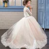 2019 New Puffy Kids Prom Graduation Holy Communion Dresses Half Sleeves Long Pageant Ball Gown Dresses For Little Girls Glitz