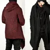 Wholesale Avant Garde Mäns Mode Toppar Jacka Outwear Hood Cape Coat Mens Cloak Clothing (Svart / Röd) M-2XL