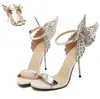 소피아 뱀파이어 다이어리 여성 환상의 나비 날개 하이힐 샌들 금은 결혼식 신발 크기 (35) (40)에