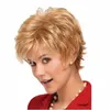 Ladies Short Fluffy Light Golden Wigs Top Quality Synthetic Hair Cosplay Wigs High Temperature Fiber Hair European American Style