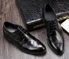 Qualité de luxe Hommes chaussures habillées en cuir trous respirants cuir de vache ciré travail semi-munuel Certificat national d'inspection de qualité