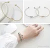 Bracelet manchette en or Rose au Design Simple européen, nouveauté pour filles, perles plaquées argent et or, bracelet à breloques pour cadeaux de bijoux de fête
