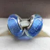 7pcs S925 argento sterling firma colore fluorescenza perline in vetro di Murano misura bracciali Pandora fascino europeo collane252F