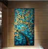 Arbre avec fleur dorée de haute qualité peint à la main décoration murale moderne art abstrait peinture à l'huile sur toile multi tailles / options de cadre joj