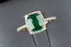 Vecalon Marca Feminina Almofada Corte 3ct 5A Zircon Verde Cz Sterling Sier Anel de Noivado de Casamento para Mulheres