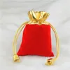 2017 wholesale100pcs / lot 2 Farben 2 größen Samt Perlen Kordelzug Beutel Schmuck Verpackung Weihnachten Hochzeit Geschenk Taschen Schwarz Rot