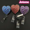 50PCS/Lot Key ring Mix Color Heart Shape Retractable Nurse ID Name Badge Reel Holder With Alligator Nurse Gift