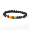 Nouveau design 7 chakra pierre de guérison yoga méditation bracelet 6mm perles de pierre de lave avec mélange de couleurs bracelets de pierre pour cadeau277K