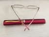 Högkvalitativ Ultra Slim Trim Reading Glasses Gold Trim Hard Tube Case Metal Mini Tube Reader Strength +1.0 +1.5 +2.0 +2.5 +3.0 +3.5