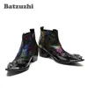 Batzuzhi Western Style Fashion Men Short Boots Leather Breathable Men's Shoes Club/Business/Stage Boots Men Height Increased