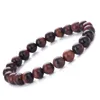 Bracciale in pietra naturale con occhio di tigre rossa per uomo Donna Gioielli di moda Braccialetto elasticizzato 8mm Braccialetti con energia yoga Regalo Kimter-B674S FZ