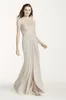 Sleeveless Long Chiffon Bridesmaid Dress with Corded Lace F15749 Sheath Wedding Party Dress Evening Dress Formal Dresses