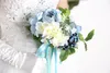 레이스 웨딩 액세서리와 우아한 신부 부케 fiicy 꽃 고품질 2017 새로운 도착 웨딩 부케 라이트 블루