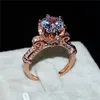 Luxury 100% silod 925 Silver&rose gold ring Jewelry Flower Crown Design Diamond Level Gemstone Ring Engagement Wedding Rings for women gift