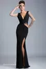 Mode femmes noir voir à travers Sexy robe de bal sirène fente manches longues formelle robe de soirée sur mesure grande taille