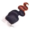 Ombre цвет 1B 33 пучки человеческих волос с кружева закрытия 4 шт. Много темно-коричневый корень 3bundles с закрытием для черной женщины