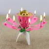 Hela musikaliska enskikt Lotus Flower Birthday Party Cake Topper Candle Lights 91NM295D