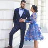 Elegant Royal Blue Cocktail Dresses 2017 Short Lace Appliques Long Sleeve Knee Length Women Fashion Party Gowns For Graduation7505182