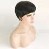 Chic Pixie Cut Natural Black Short human hair Wigs Hairstyle Cheap Brazilian Virgin Remy cut Hair Wigs for Black Women5673103