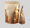 100pcs Golden Recloseable Stand Up Foil de aluminio Bolsas con cremallera de aluminio Metálico Sellado de agarre de tirolina 929 cm Bollos 6974456