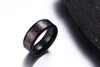 316l Stainless Steel Jewelry Men's Ring Wedding Band With Blue Red Yellow Charm Engagement Carbon Fiber Inlay, Comfort Fit 8mm