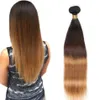 Peruvian Straight Human Hair Remy Hair Weaves Ombre 3 Tones 1B/4/27 Color Double Wefts 100g/pc Can Be Dyed Bleached