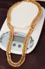 Filmdom ledande konstnär Mens kvinnors tunga tjocka robusta Rose Bengal Real 18K Solid Gold GF Cuban Link Chain Necklace 24 tum 10282d