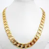24" 12mm 24k yellow gold filled men's necklace curb chain jewelry (STAMPED 24k)