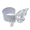 Wholesale- Hot 100pcs/lot Silver Laser Cut Paper Cut Butterfly Napkin Rings Home Dinner Table Decoration Wedding Birthday Party Favors