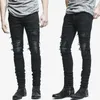 Jeans da motociclista skinny strappati estivi da uomo all'ingrosso Pantaloni a matita in denim slim fit sfilacciati distrutti Moda regolare