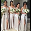 Lüks Plaj Ucuz Gelinlik Modelleri Yan Bölünmüş Dantel Düğün Elbiseler Uzun Abiye DersAmaid Aplikler Uzun Nedime Abiye