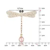 Najwyższej jakości błyszczący kryształ Rhinestone Pearl Dragonfly Broszka Szpilki Dla Kobiet Dziewczyna Wedding Bride Bukiet Broszki Biżuteria Hurtownie Xmas Prezenty