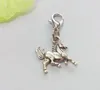 150pcs tibetansk silverpläterad häst dangles charms hummer claw clasp hängen för smycken gör DIY handgjorda flytande charms 32x18mm