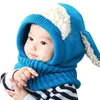 冬の赤ちゃんの帽子2017女の子のための帽子子供子供ウサギロングイヤーキャップソフトクロシュベビーキャップフード付きハットスカーフセットボンネット264U7218097