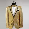 Wholesale- 2017 Mens Gold/Blue/White/Red Sequins Tuxedo Suit Wedding Stage Performance Blazers Pant Suit1